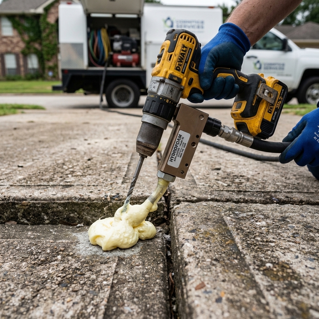 Polyurethane foam injection concrete lifting